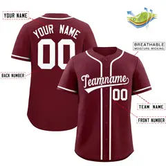 Maroon Classic Baseball Jersey 2