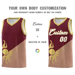 Maroon Coffee Radiant Sun Two Tone Uniform Basketball Jersey 4
