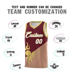 Maroon Coffee Radiant Sun Two Tone Uniform Basketball Jersey 5