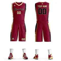 Maroon Cream-Black Classic Basketball Jersey Sets
