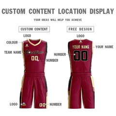 Maroon Cream-Black Classic Basketball Jersey Sets 3