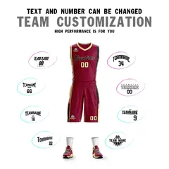 Maroon Cream-Black Classic Basketball Jersey Sets 4