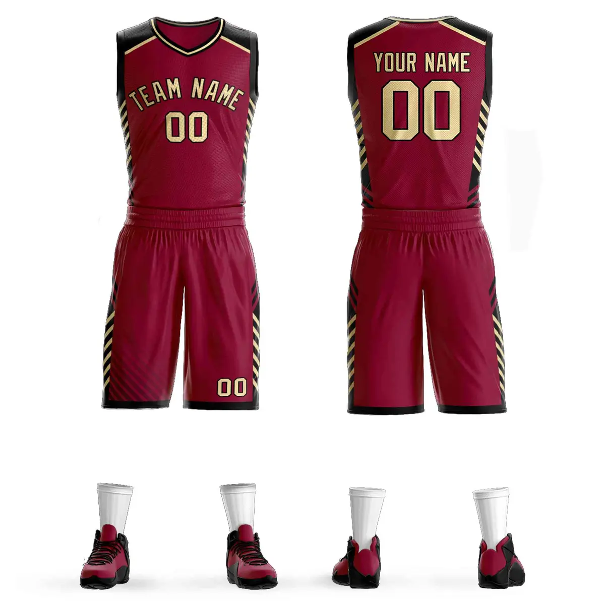 Maroon Cream-Black Graffiti Bar Element Basketball Jersey