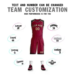 Maroon Cream-Black Graffiti Bar Element Basketball Jersey 4