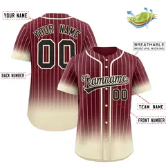 Maroon Cream Gradient Stripe Fashion Baseball Jersey 2
