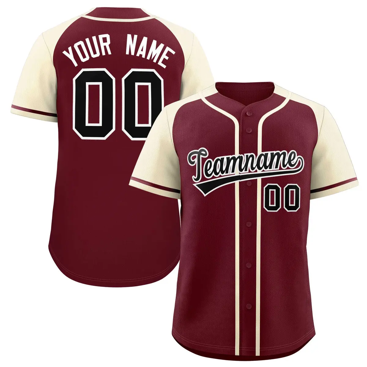 Maroon Cream Raglan Sleeves Baseball Jersey