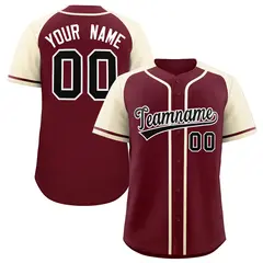 Maroon Cream Raglan Sleeves Baseball Jersey 1
