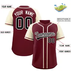 Maroon Cream Raglan Sleeves Baseball Jersey 2