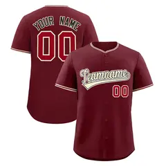 Maroon Crimson Cream Baseball Jersey