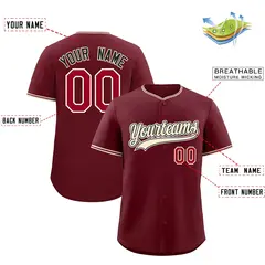Maroon Crimson Cream Baseball Jersey 2