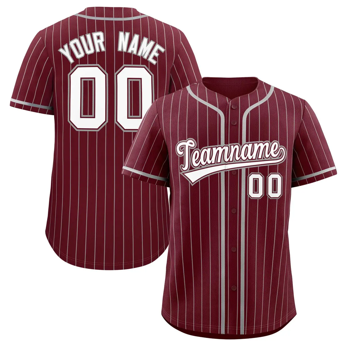 Maroon Gray Stripe Fashion Baseball Jersey
