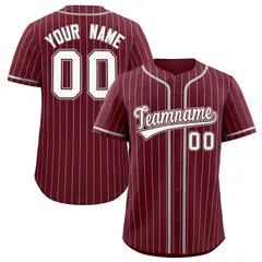 Maroon Gray Stripe Fashion Baseball Jersey