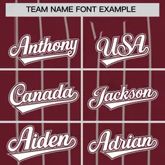 Maroon Gray Stripe Fashion Baseball Jersey 3