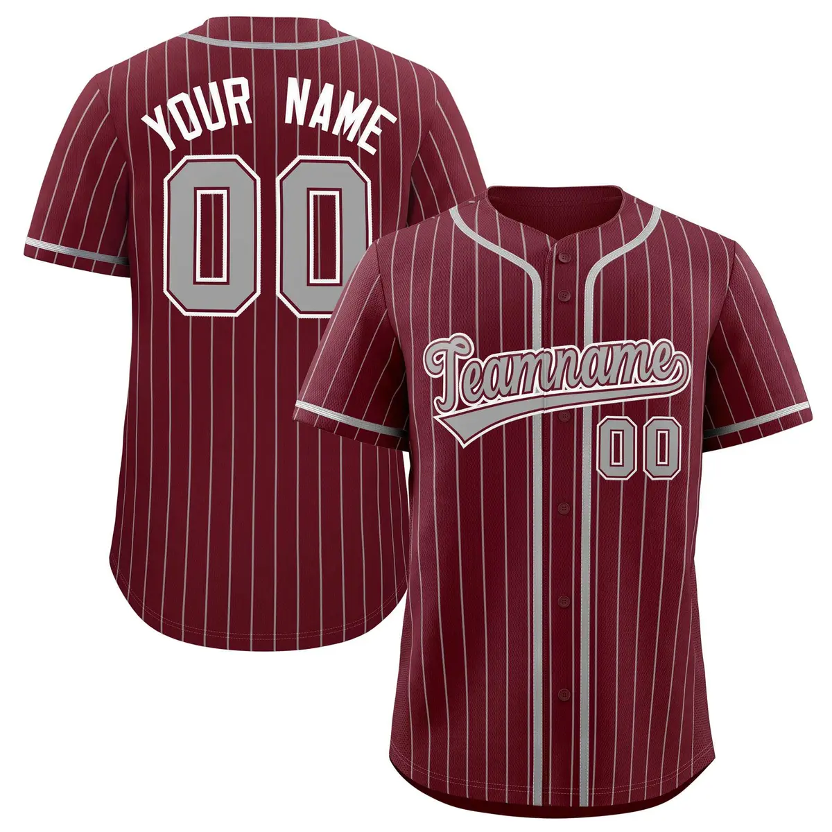 Maroon Gray Stripe Fashion Baseball Jersey