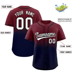 Maroon Navy Gradient Fashion Baseball Jersey 2