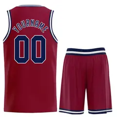 Maroon Navy-White Classic Basketball Uniform Jersey 2