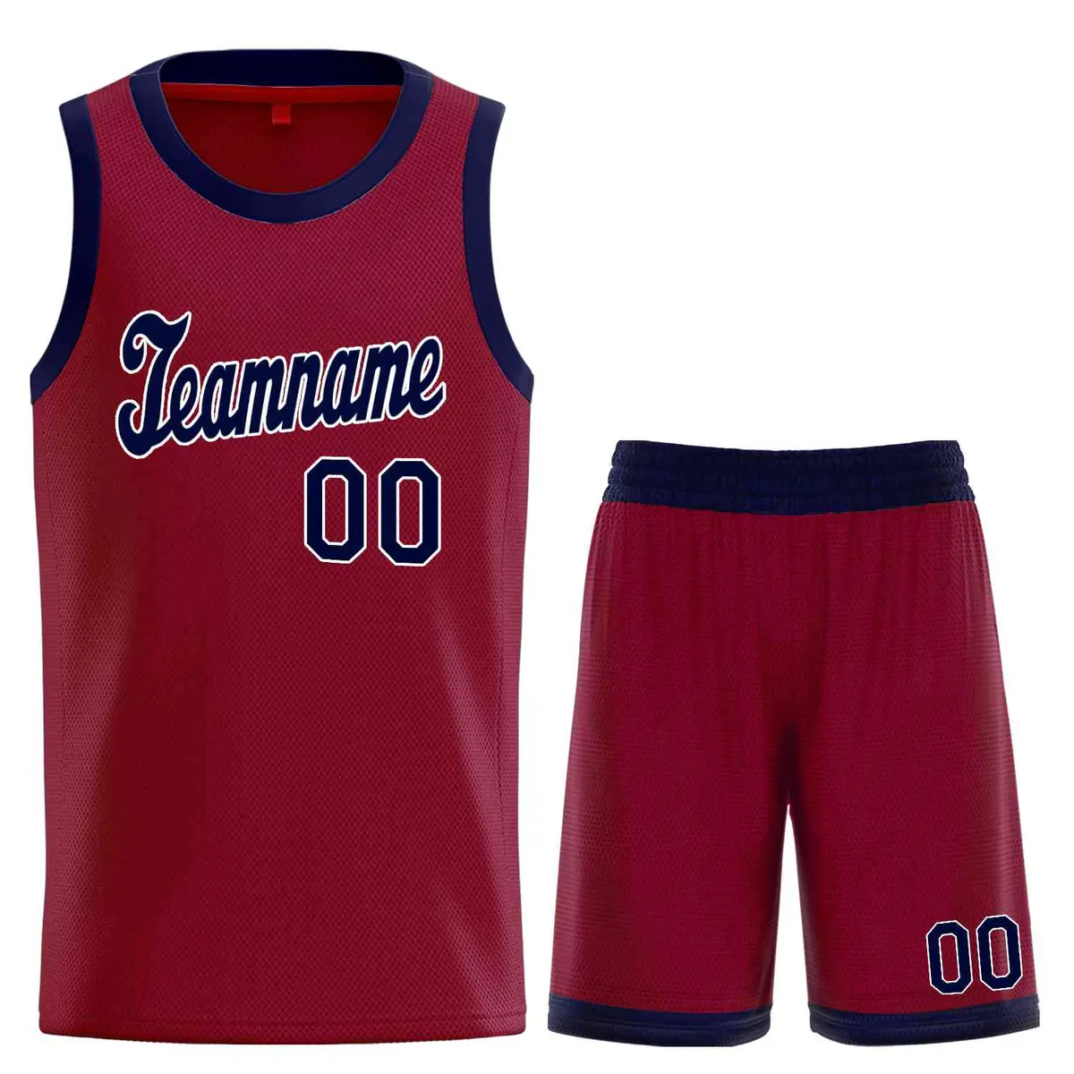 Maroon Navy-White Classic Basketball Uniform Jersey