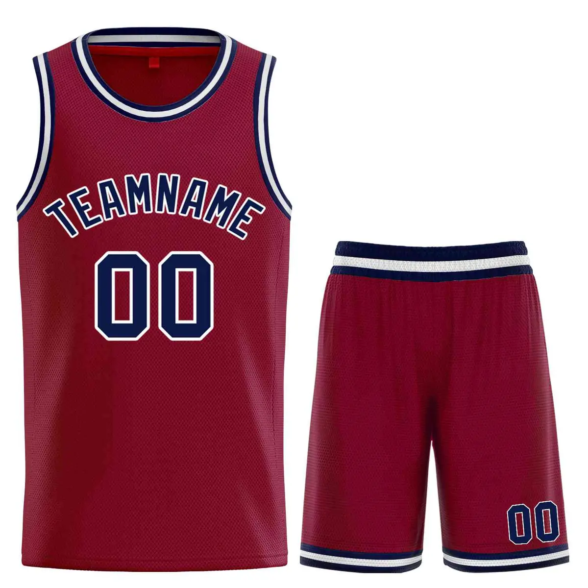 Maroon Navy-White Classic Curved Sets Basketball Jersey