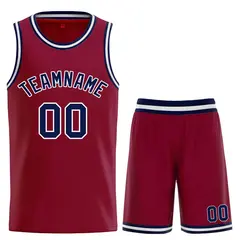 Maroon Navy-White Classic Curved Sets Basketball Jersey