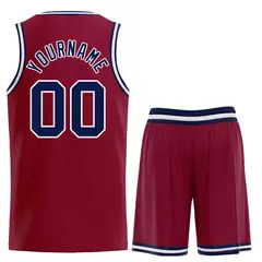 Maroon Navy-White Classic Curved Sets Basketball Jersey 2