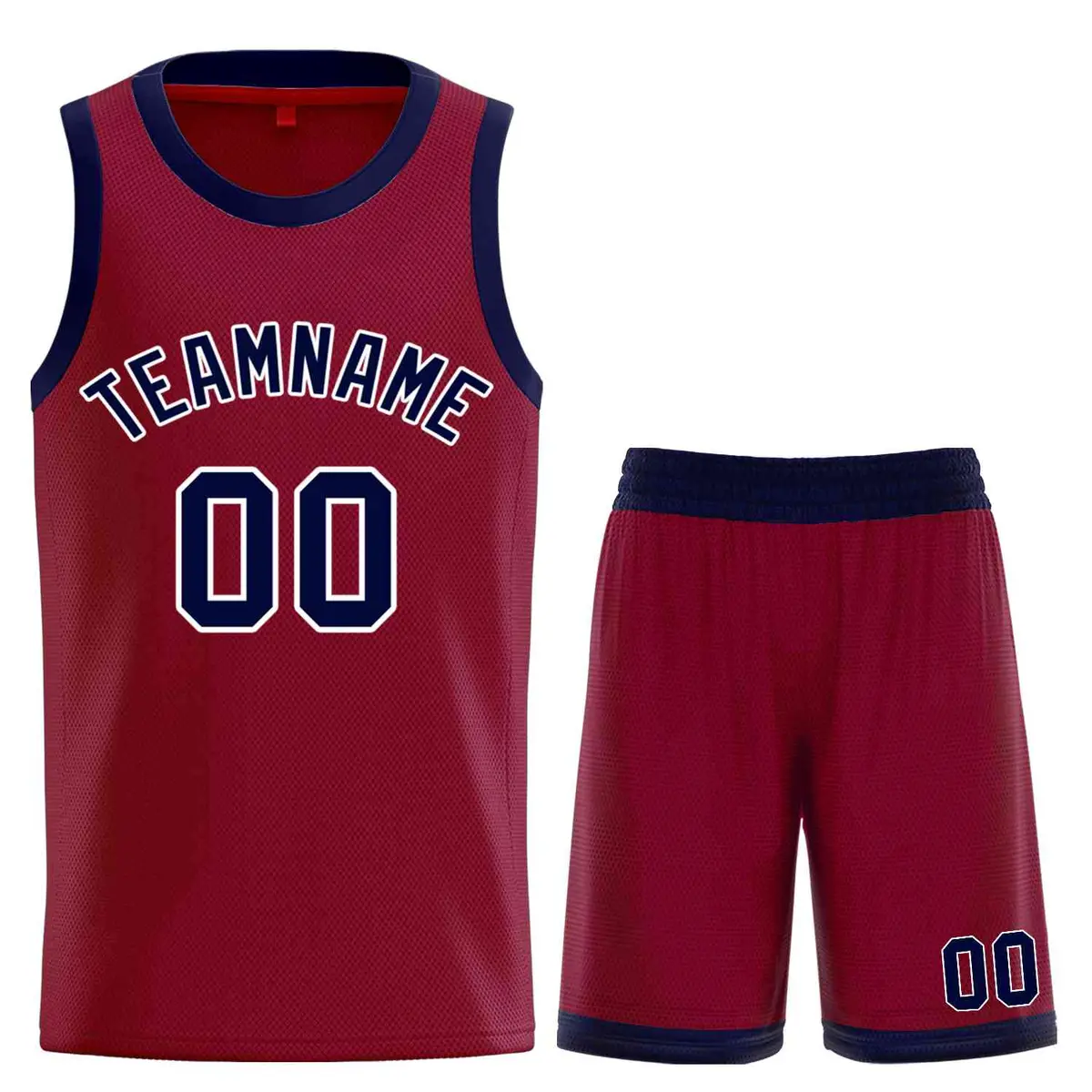Maroon Navy-White Classic Curved Sets Basketball Jersey
