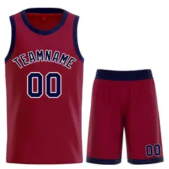 Maroon Navy-White Classic Curved Sets Basketball Jersey