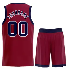 Maroon Navy-White Classic Curved Sets Basketball Jersey 2