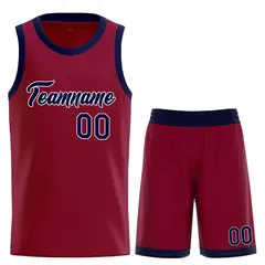 Maroon Navy-White Classic Heal Sports Basketball Jersey