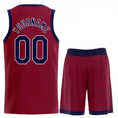 Maroon Navy-White Classic Heal Sports Basketball Jersey 2