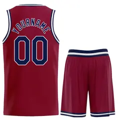 Maroon Navy-White Classic Heal Sports Basketball Jersey 2