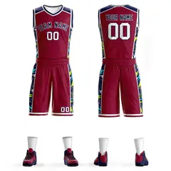 Maroon Navy-White Lightning Graffiti Basketball Jersey