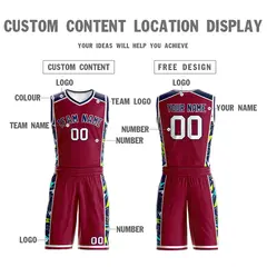 Maroon Navy-White Lightning Graffiti Basketball Jersey 3