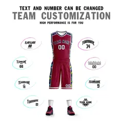 Maroon Navy-White Lightning Graffiti Basketball Jersey 4