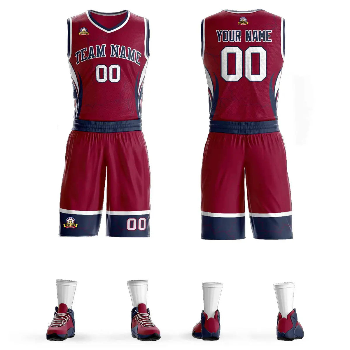 Maroon Navy-White Lightning Graffiti Basketball Jersey