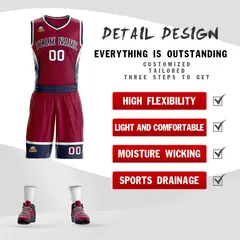 Maroon Navy-White Lightning Graffiti Basketball Jersey 2