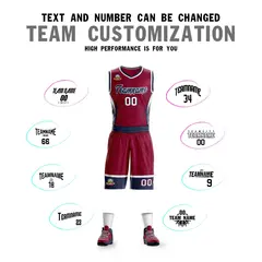 Maroon Navy-White Lightning Graffiti Basketball Jersey 4