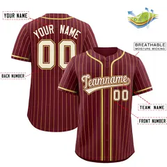 Maroon Old Gold Stripe Fashion Baseball Jersey 2