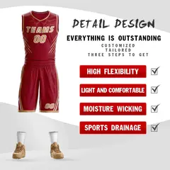 Maroon Old Gold-White Graffiti Claw Element Basketball Jersey 2