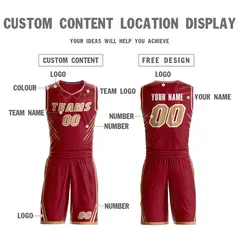 Maroon Old Gold-White Graffiti Claw Element Basketball Jersey 3