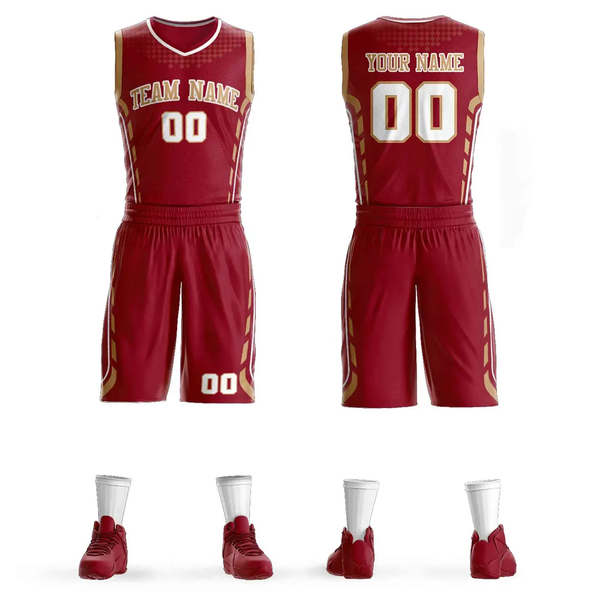 Maroon Old Gold-White Graffiti Oblique Bar Basketball Jersey