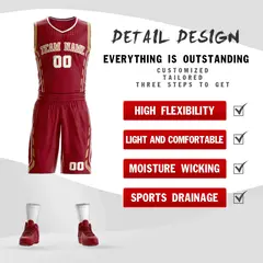 Maroon Old Gold-White Graffiti Oblique Bar Basketball Jersey 2