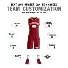 Maroon Old Gold-White Graffiti Oblique Bar Basketball Jersey 4