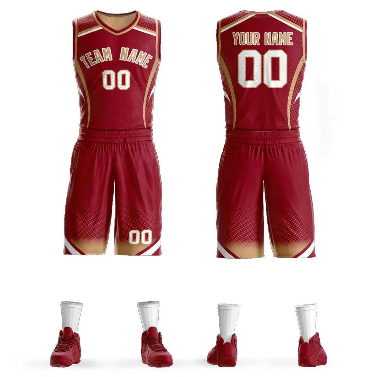Maroon Old Gold-White Graffiti Points Element Basketball Jersey