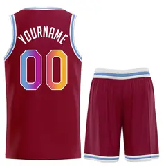 Maroon Powder Blue-White Classic Basketball Uniform Jersey 2