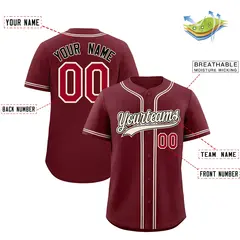 Maroon Quick Dry Baseball Jersey 2