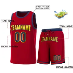 Maroon Red Classic Sets Basketball Jersey 2