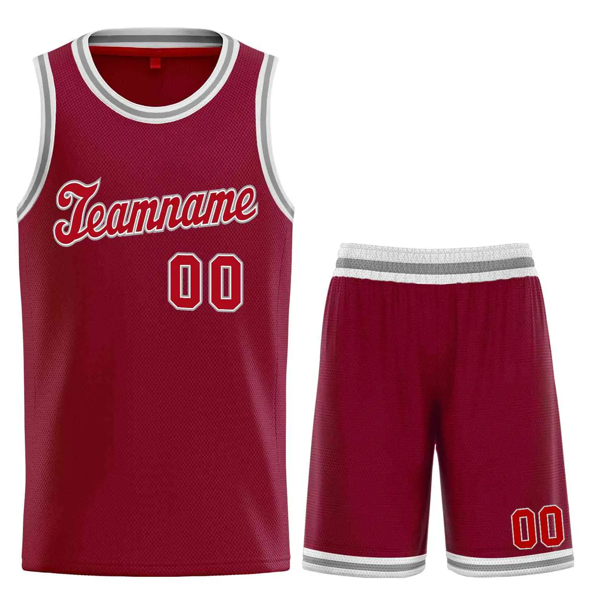 Maroon Red-Gray Classic Basketball Uniform Jersey