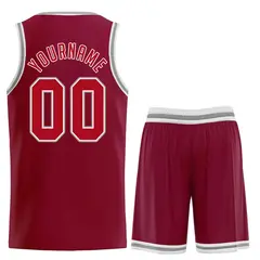Maroon Red-Gray Classic Basketball Uniform Jersey 2