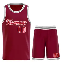 Maroon Red-Gray Classic Heal Sports Basketball Jersey