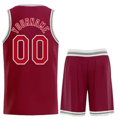 Maroon Red-Gray Classic Heal Sports Basketball Jersey 2